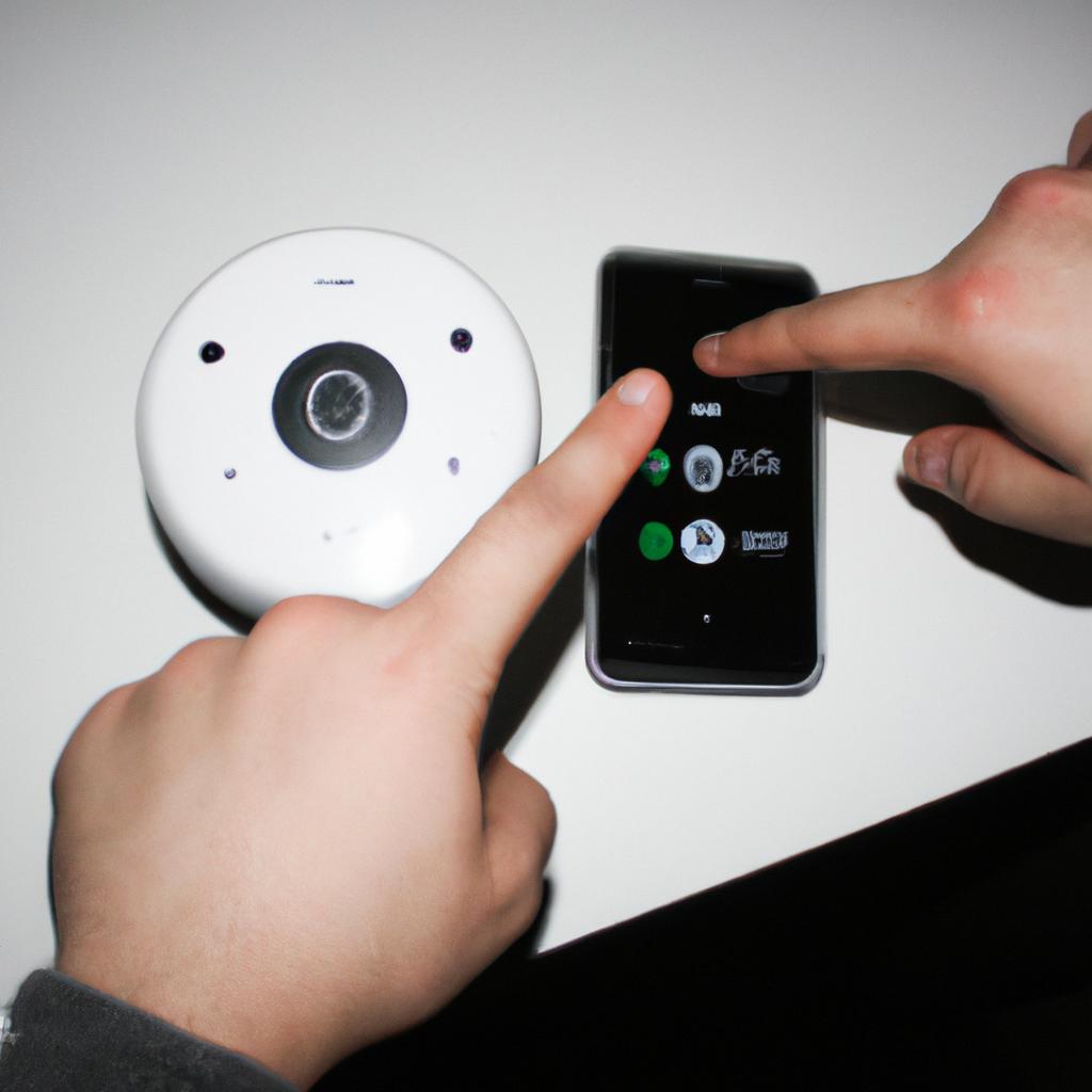 Person using smart home devices